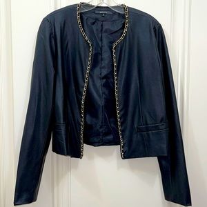 Faux leather jacket with gold chain detail